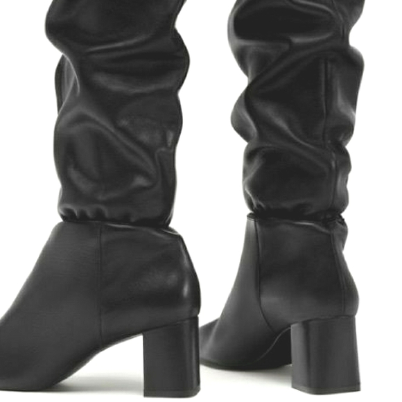 Zara | Slouchy/Over-the-knee Leather Boots - Picture 8 of 13